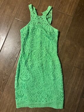 RARE Lilly Pulitzer Crochet Green Mini Dress XXS